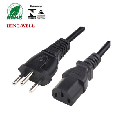 গুণ  AC 3 Round Pin Brazil Power Cord 2m INMETRO For Home Appliance কারখানা